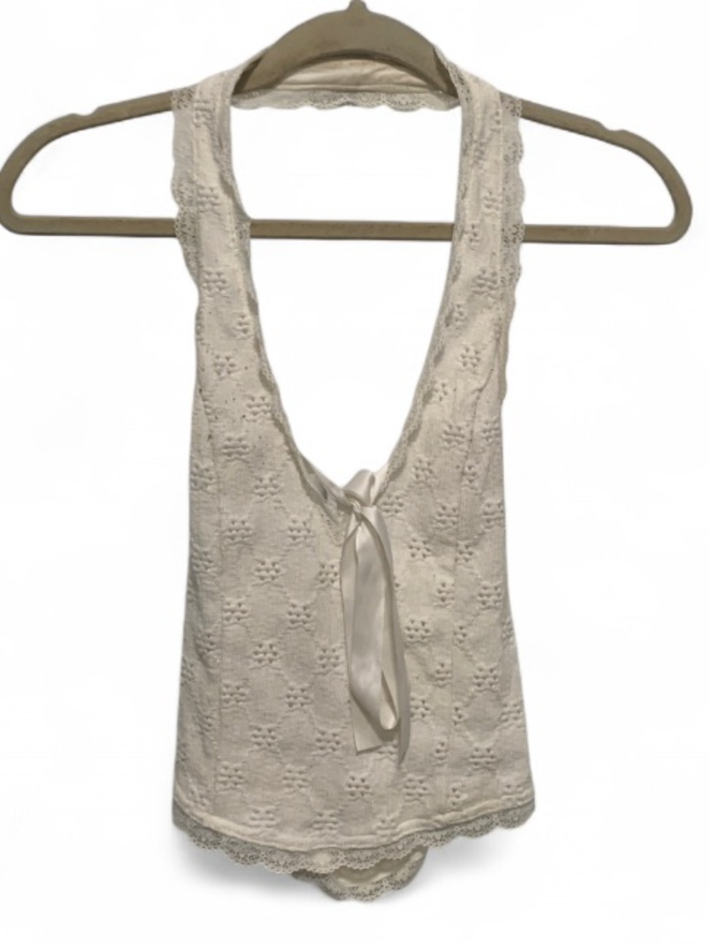 Kimchi Blue White Feminine Girly V Neck Halter Tank Top